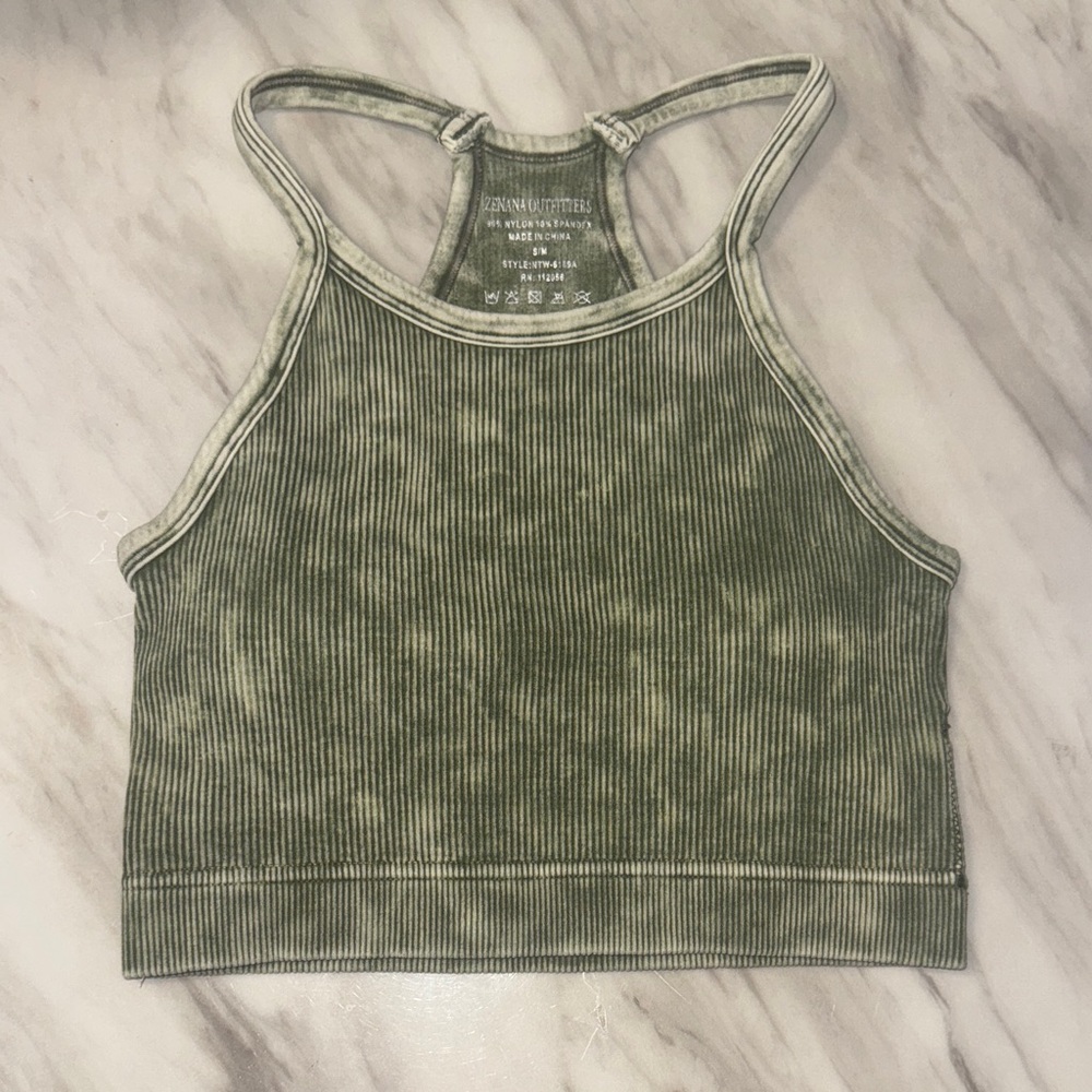 Zenana Outfitters Teal, Olive, and Lavender Crop Tops - Picture 4 of 9